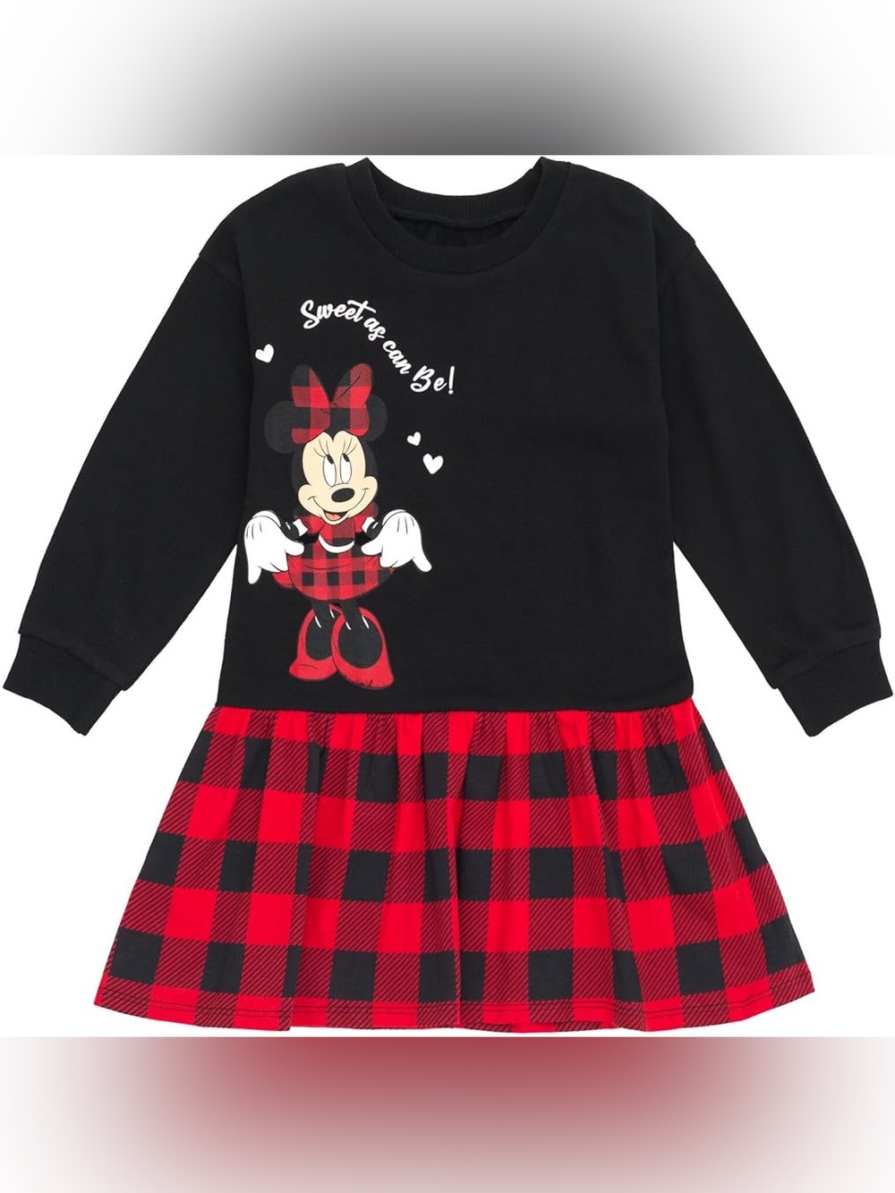 Disney Minnie Mouse Black & Red Buffalo Plaid Dress